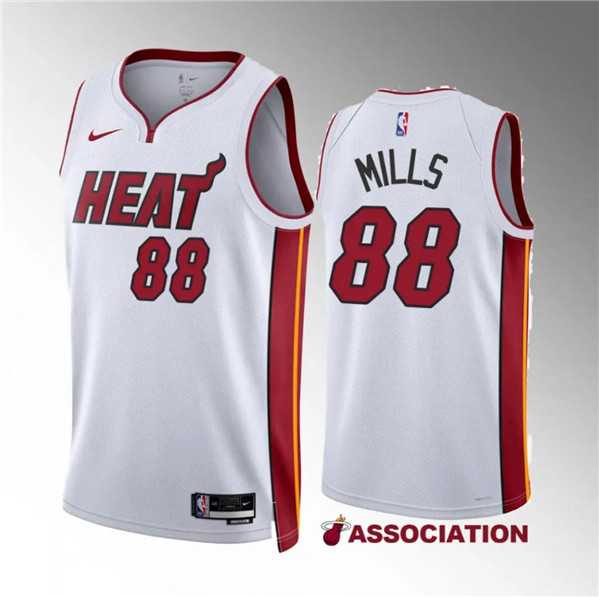 Mens Miami Heat #88 Patrick Mills White Association Edition Stitched Basketball Jersey Dzhi->miami heat->NBA Jersey